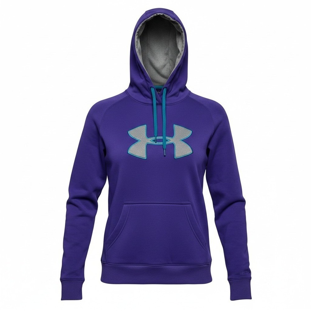Under Armour Storm Big Logo Hoodie Womens Small Purple Teal Pullover Sweatshirt